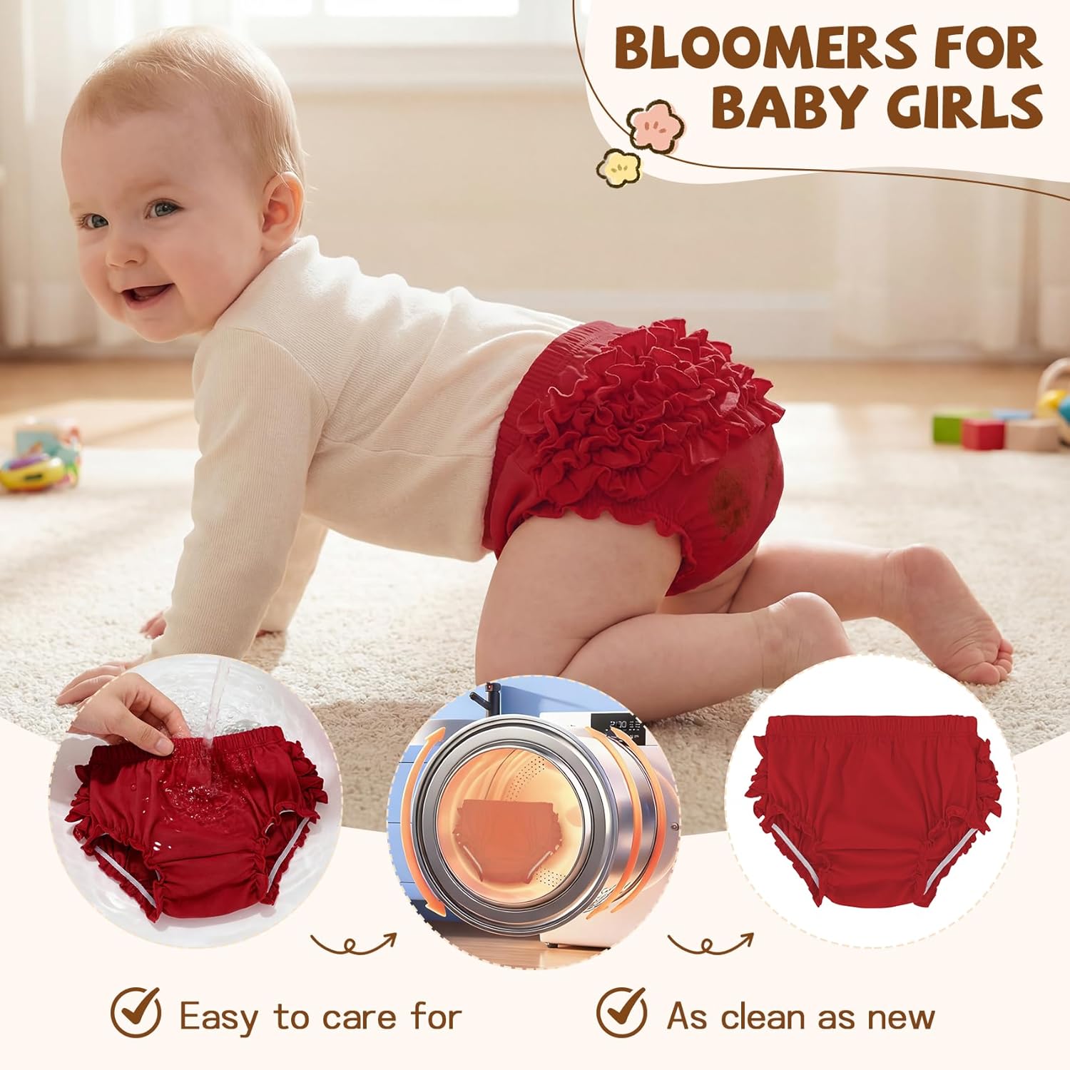 Durio Baby Bloomers for Toddler Girls Ruffle Diaper Covers for Girls Cute Cotton Baby Girl Shorts - Image 5