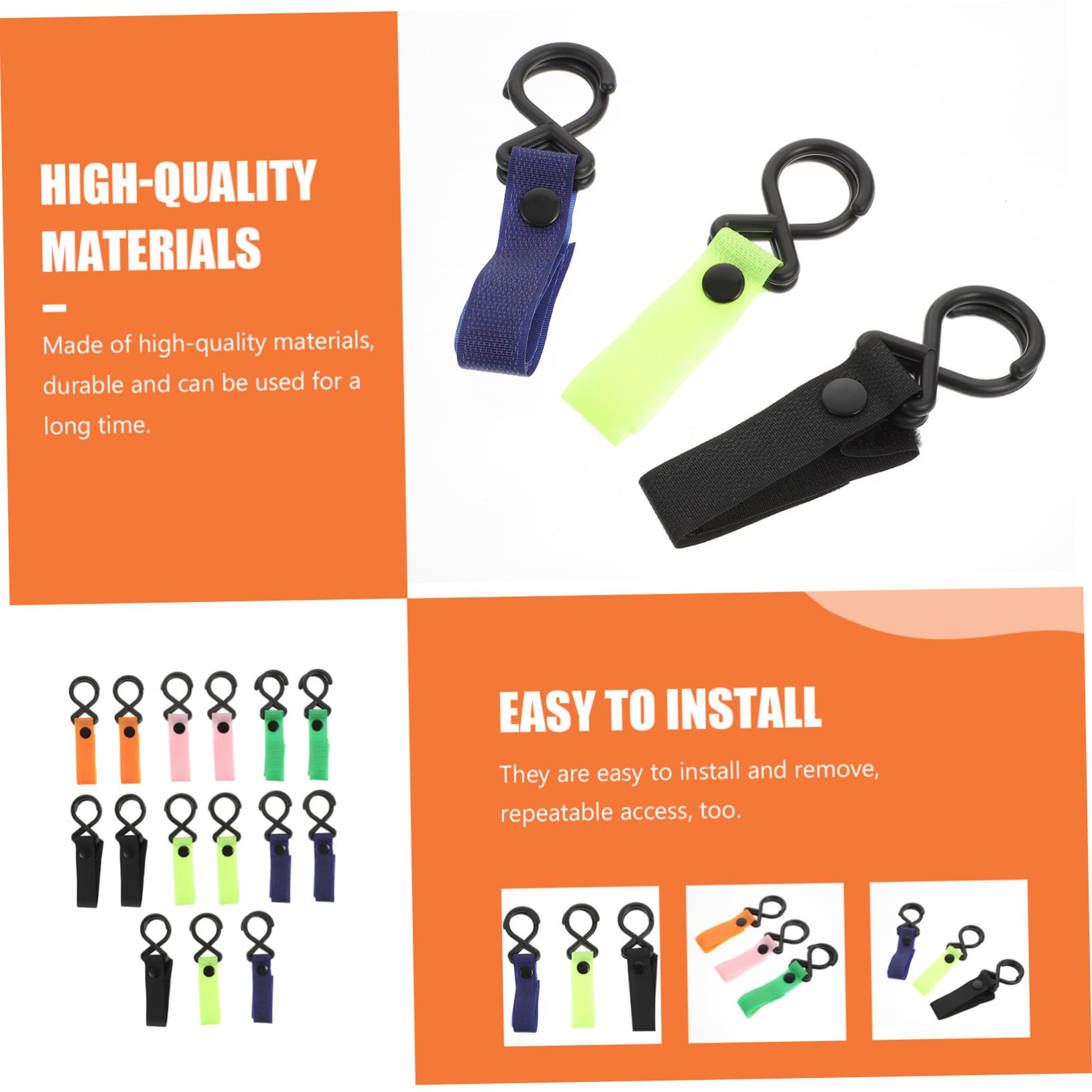 ifundom 15pcs Heavy Duty Stroller Hooks Multipurpose Pram Hooks for Bags Stroller Lock Random Color