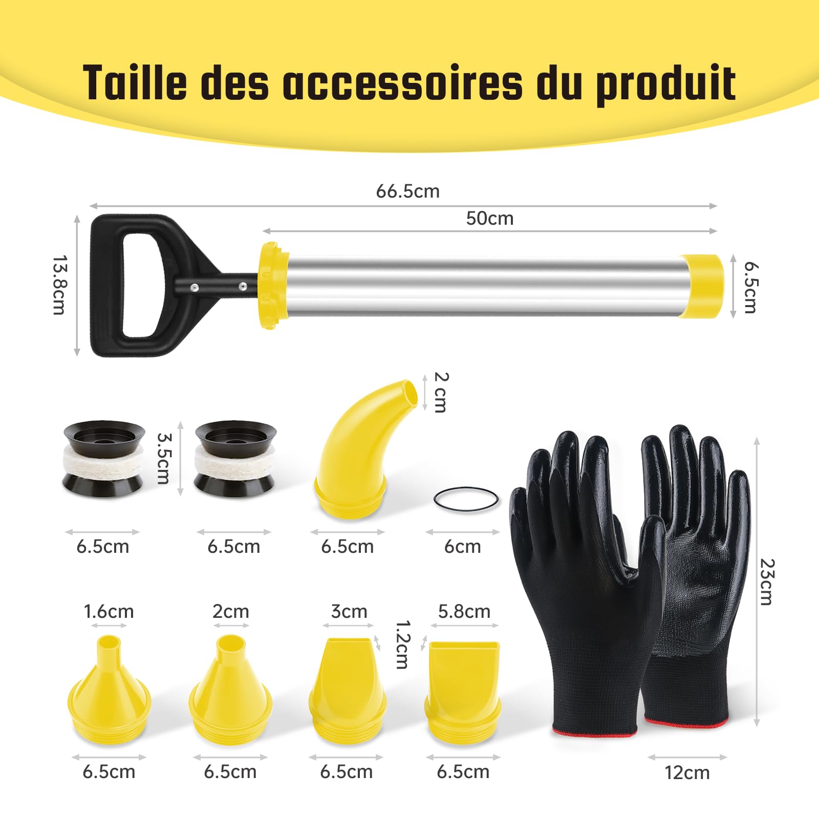 Jointoyeuse 5 en 1 - Pistolet Joint Est Fabriqué en Acier Inoxydable. Pistolet à Ciment Est Utilisé pour Combler Les Fissures. Pistolets à Calfeutrer Sont Fournis avec Une Paire de Gants.