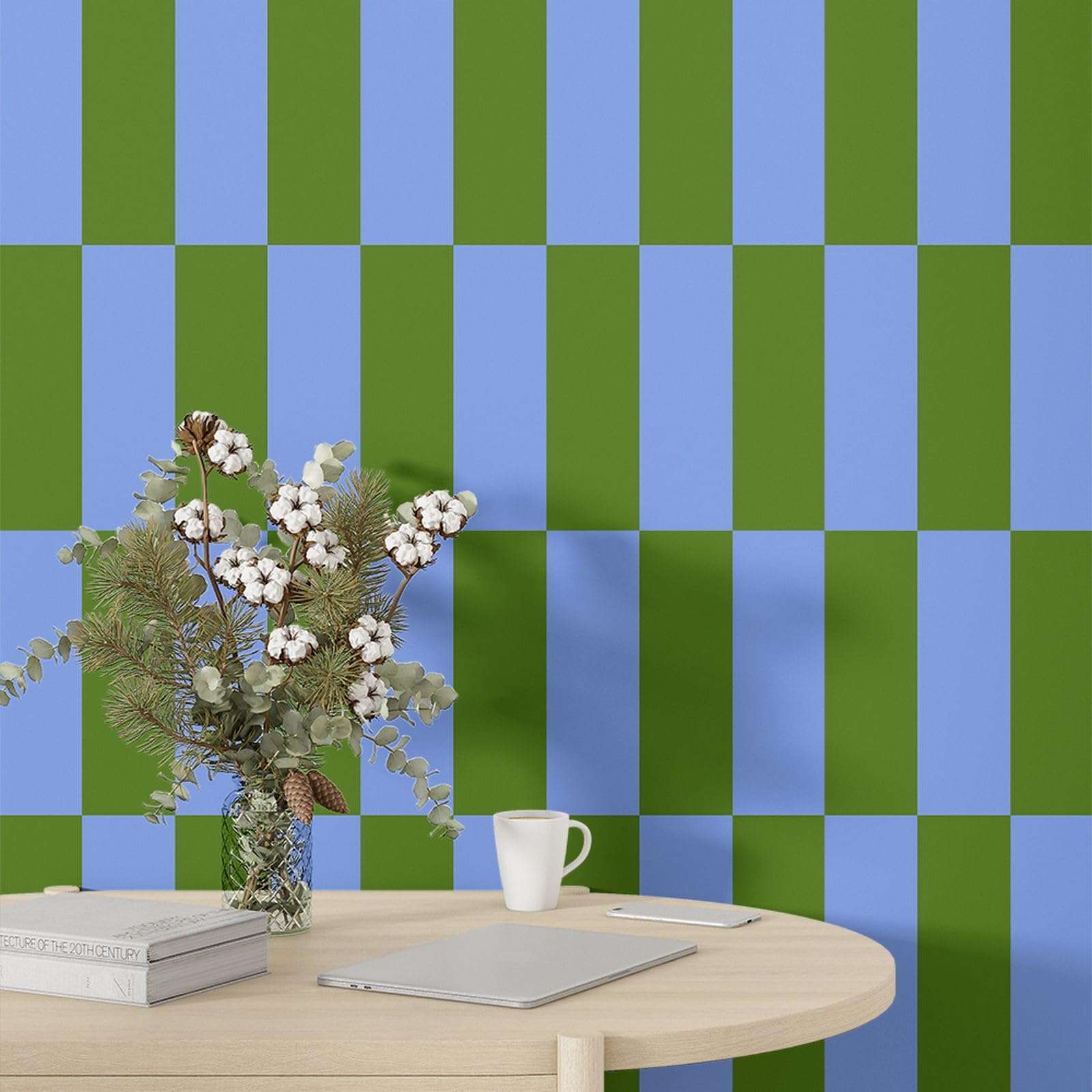 Fchen art Blue Green Wallpaper Peel and Stick Wall Paper 45x1000cm Striped Wallpaper Peel and Stick Waterproof Removable Self Adhesive Contact Paper for Walls Decorative Vinyl