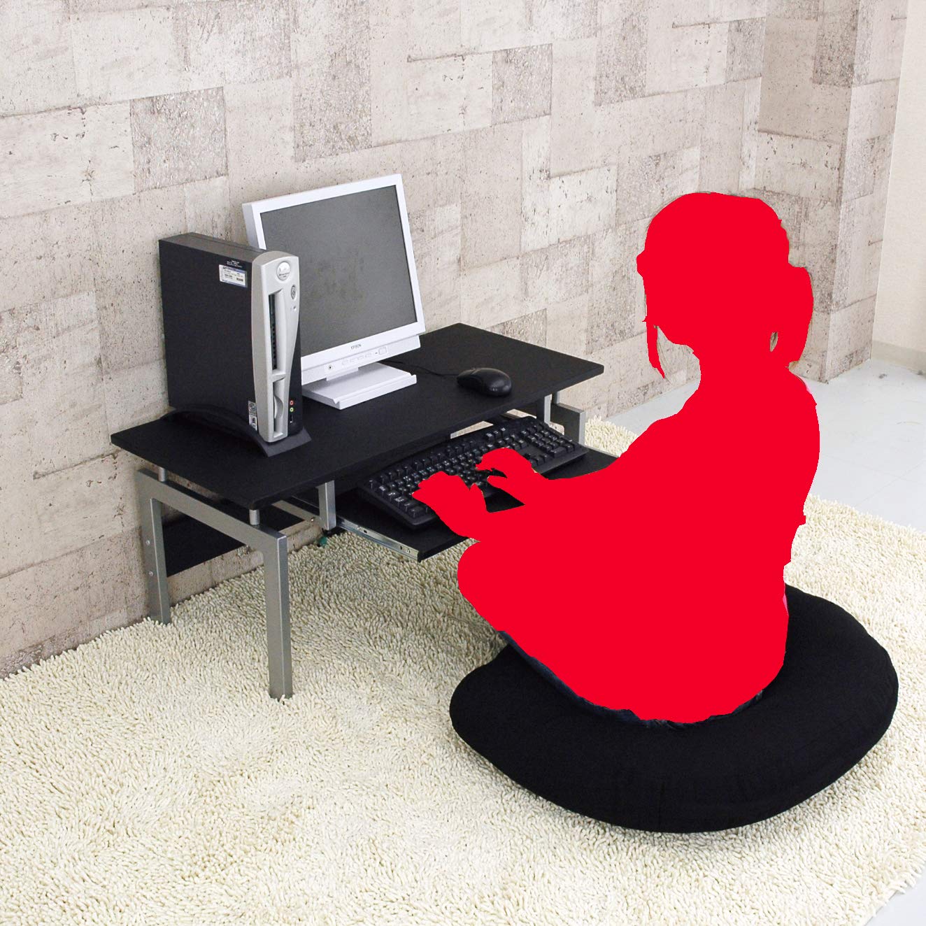 Amazon.co.jp: パソコンデスク ロータイプ 幅90cm (ブラック) : 文房具