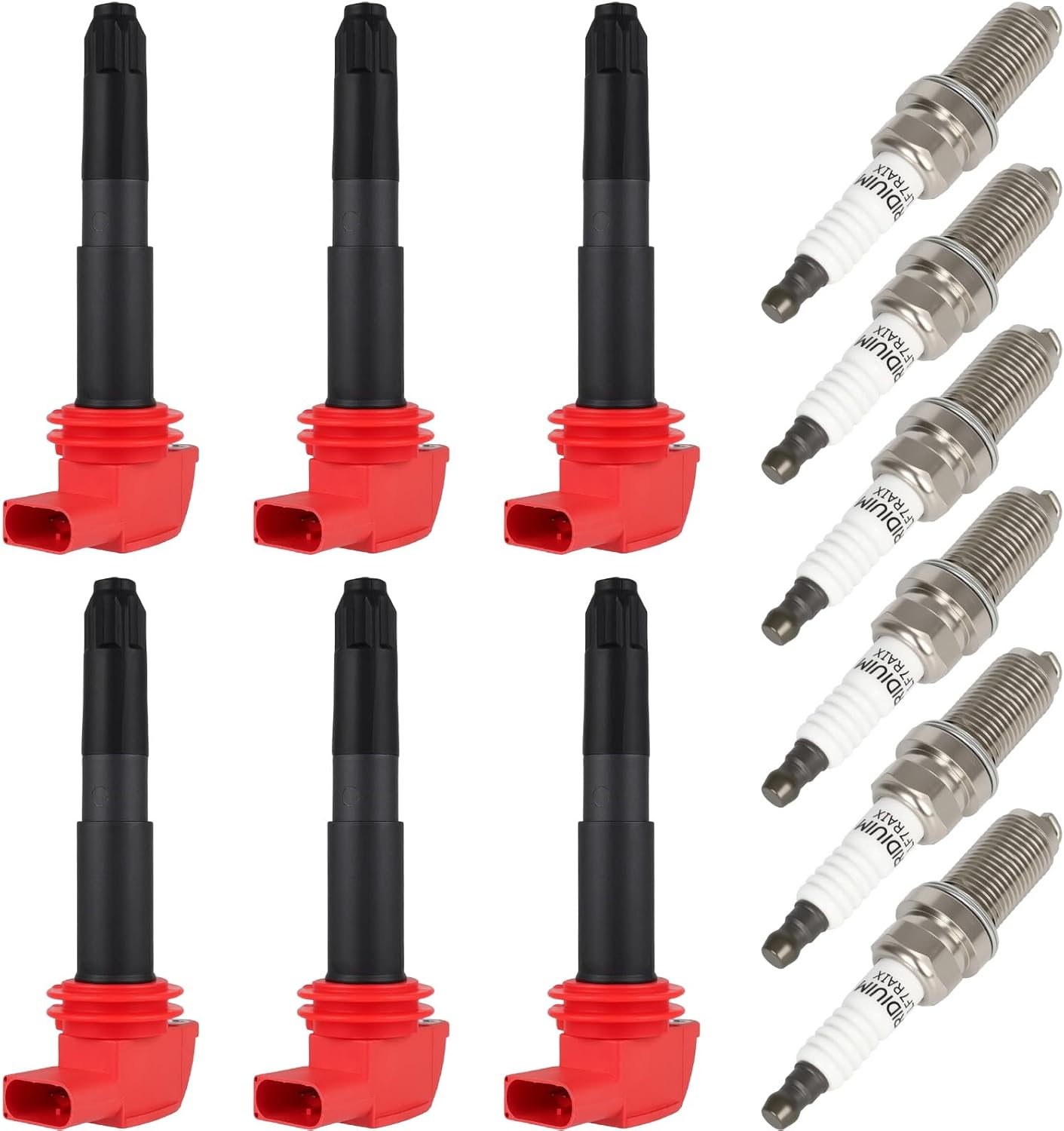 OCPTY Suitable 2008-2018 for Porsche Cayenne 4.8L/V8,2011-2016 for Porsche Panamera 3.6L/V6 Automotive Replacement Ignition Coils 4-Pins #UF660 (Set of 6 Ignition Coils with 6 Iridium Spark Plugs)
