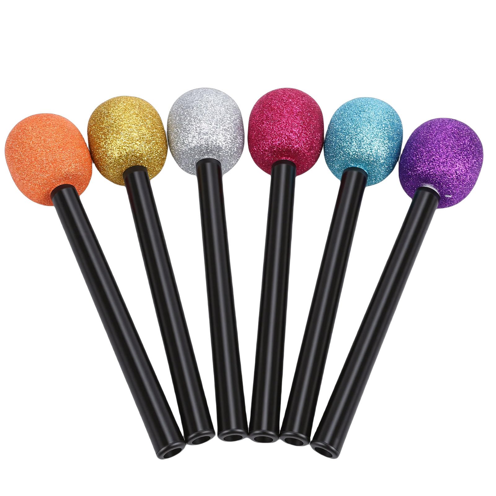 Muiltvoe 6PCS Microphone Props, Plastic Faux Microphone Toy for Kids with Glittered Design, for Stage Performance Karaoke Costume Party Birthday Celebration