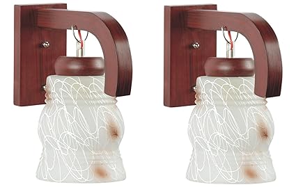 Afast Stylish Attractive & Designer Colorful Hand Decorative Sconce Glass Wall Lamp Light with All Fitting & Fixture ( Set of Two)
