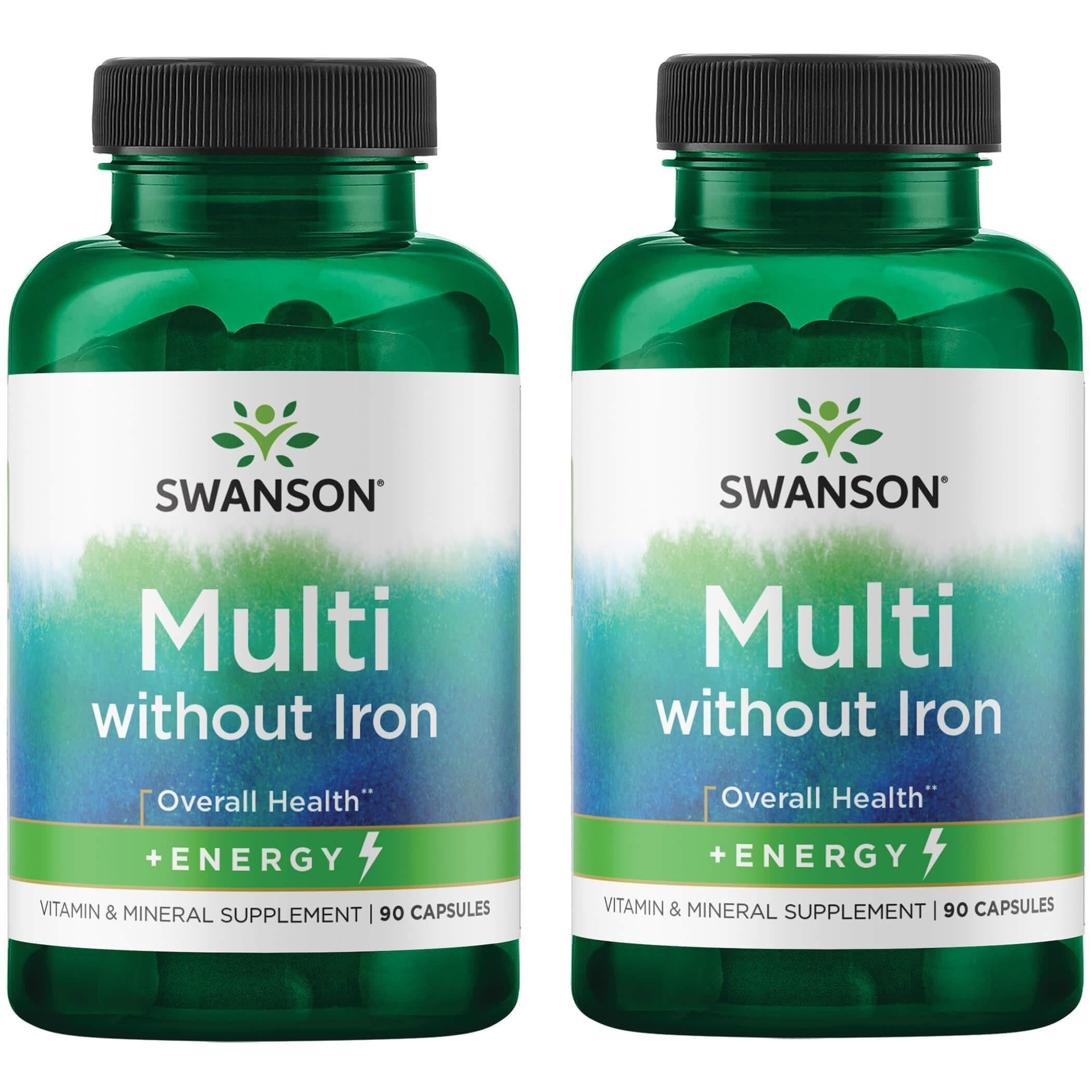 Swanson Active One Multivitamin Without Iron, 90 Capsules, 2 Pack 90 Count (Pack of 2)