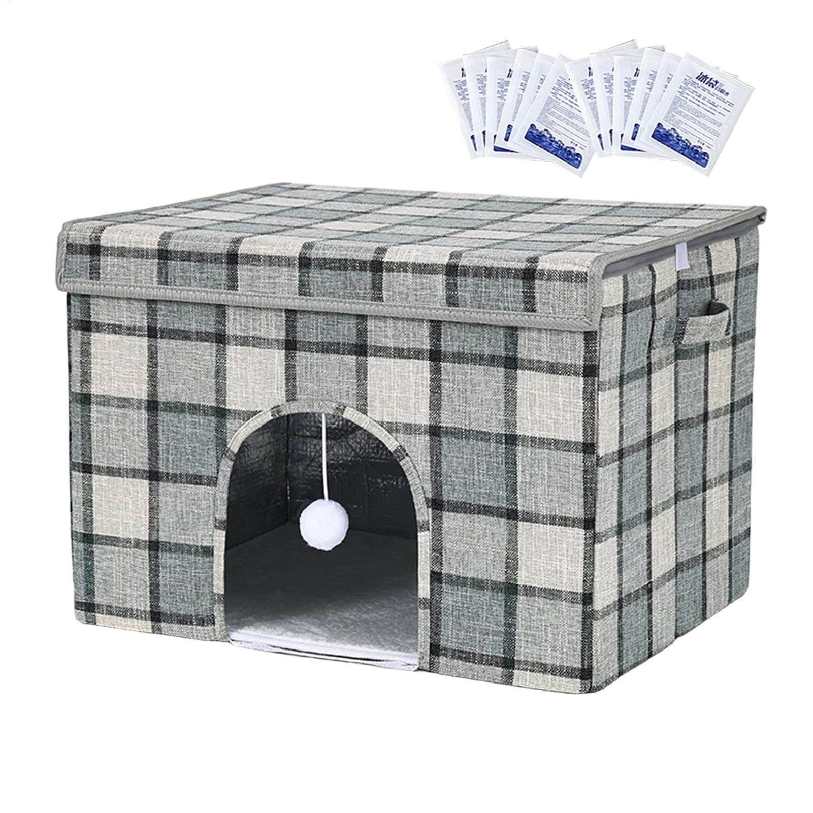 Hundekühlhaus wasserdichte Isolierte Kalte Hundehütte | Mit 12 Kühlpacks Klappbare Hundehaus Kühlung für mittelgroße Rassen, Welpen, Katzen, draußen, drinnen, im Hof, auf dem