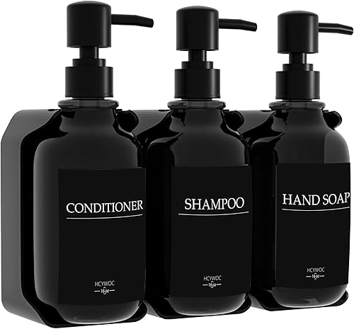 Dispensador de champú y acondicionador, dispensador de jabón de ducha con 16 etiquetas impermeables, dispensador de champú para pared de ducha,