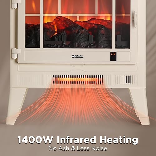 Miniatura 2 de TURBRO Suburbs TS17 - Chimenea eléctrica compacta, calentador de 18 pulgadas con llama realista, certificado CSA, protección de seguridad contra