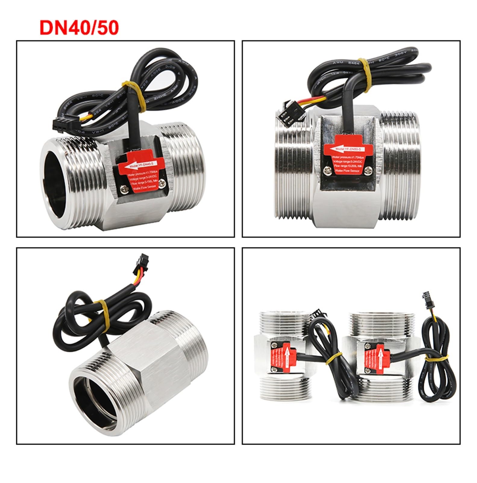 Caudalímetro de Líquido 1/2 "3/4" 1 "1-1/2" 2 "Sensor de flujo agua .75MPa Sensor Hall medidor turbina DC5~18V utilizado for medir el del medio(DN40)