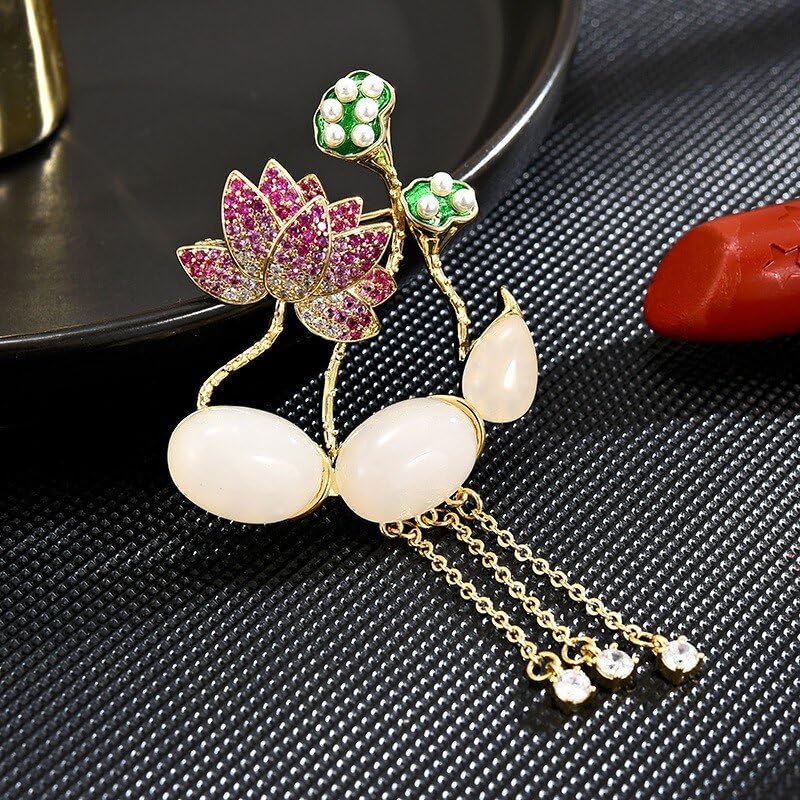 Image of Flower Floral Pearl Brooch Rhinestone Crystal Brooch Leaf Bouquet Brooch Pin Fashion Dress Accessories Birthday Graduation Jewelry Gift For Women