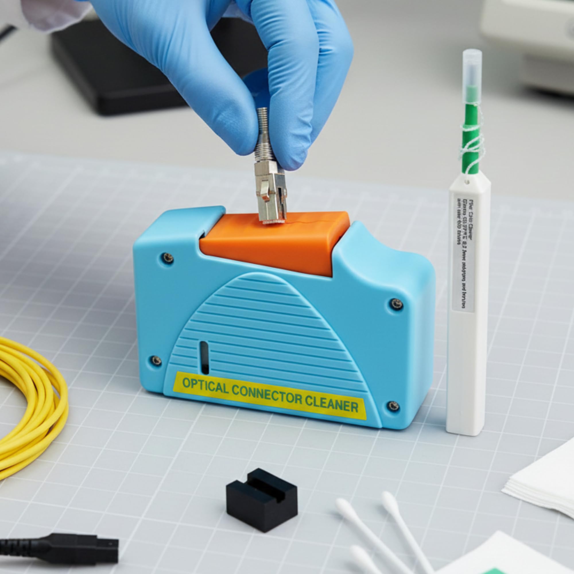 TECHTEST Fiber Optic Cleaning Kit Combo – Optical Connector Cleaner Cassette with Fiber Cleaner Pen Sc, Network Cleaning Tool for Ftth, Isp, Data Center, Lan & Cable Maintenance