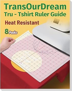 TransOurDream Heat Transfer Paper Supplies Reusable Direct Heat Resistant Tshirt Ruler Guide 8-Pack 16 Large Cuttable Alignment Ruler, Special/V-Neck/Round Vinyl Centering Tool, S-5XL Adult Youth