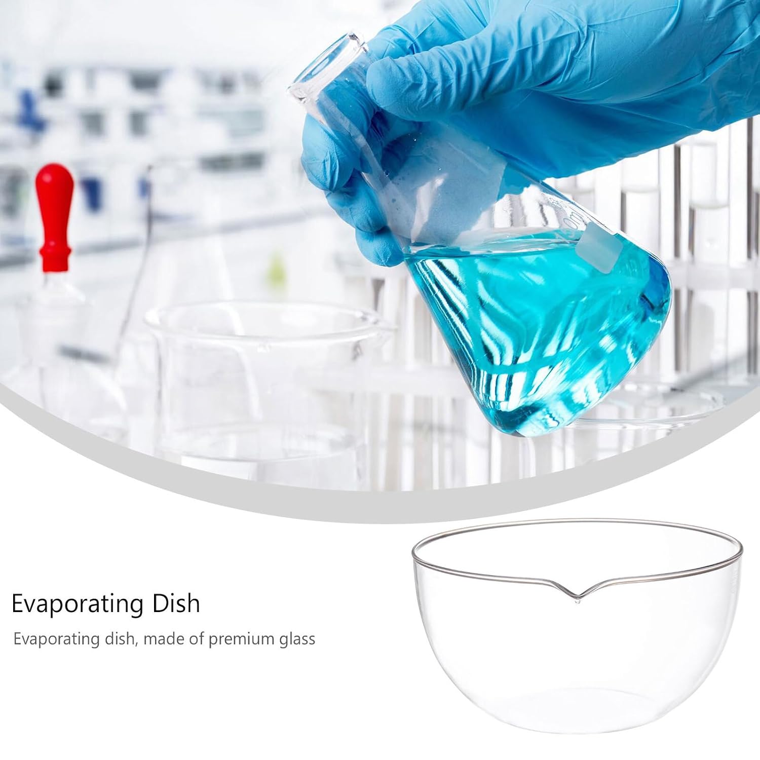 Zerodeko Laboratory Glass Evaporating Dish with Spout Flat Bottom Heat-Resistant Basin for Solvent Evaporation and Concentration Suitable for School Home and Lab Use