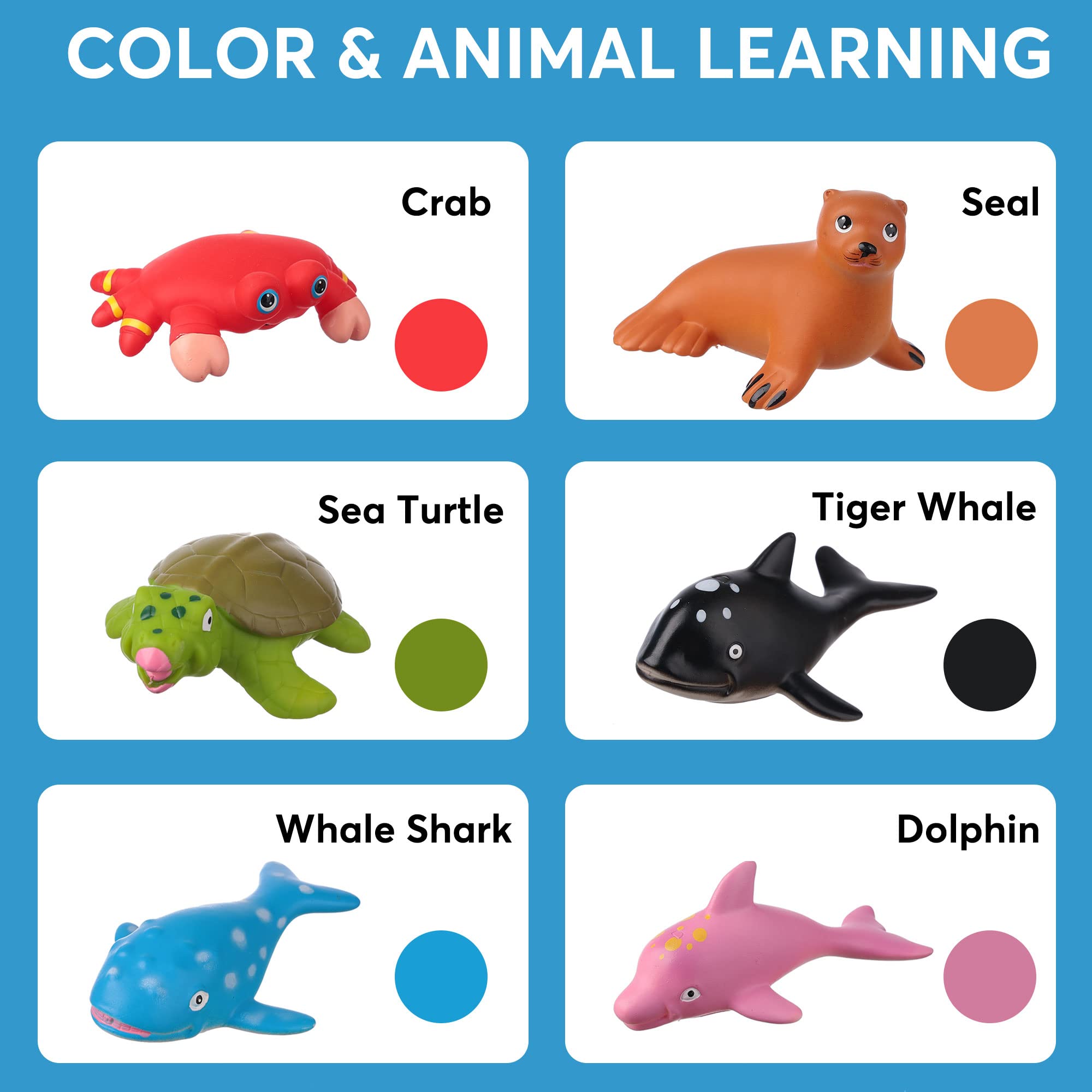 Giocattoli da Bagno Senza Foro per Bambini, 12 Pezzi Senza Muffa Baby Ocean Sea Animal Vasca da Bagno Piscina Giocattoli per Ragazzi Ragazze