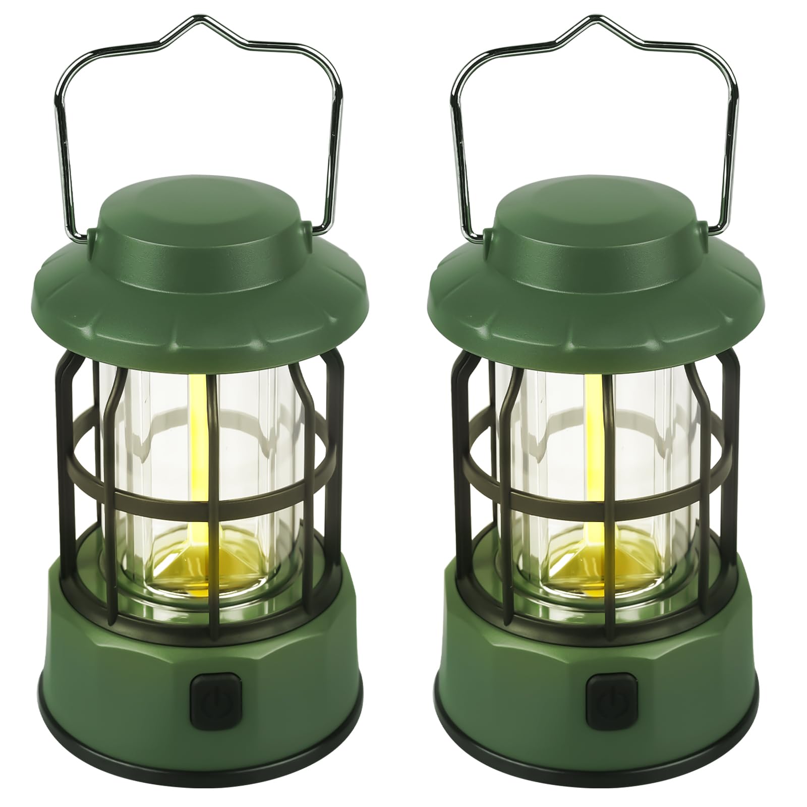 Lot de 2 lampes de camping LED portables - Lampe de camping rétro à intensité variable et 3 modes d'éclairage IPX4 - Lanterne de camping étanche pour la pêche, l'aventure, la randonnée, les urgences