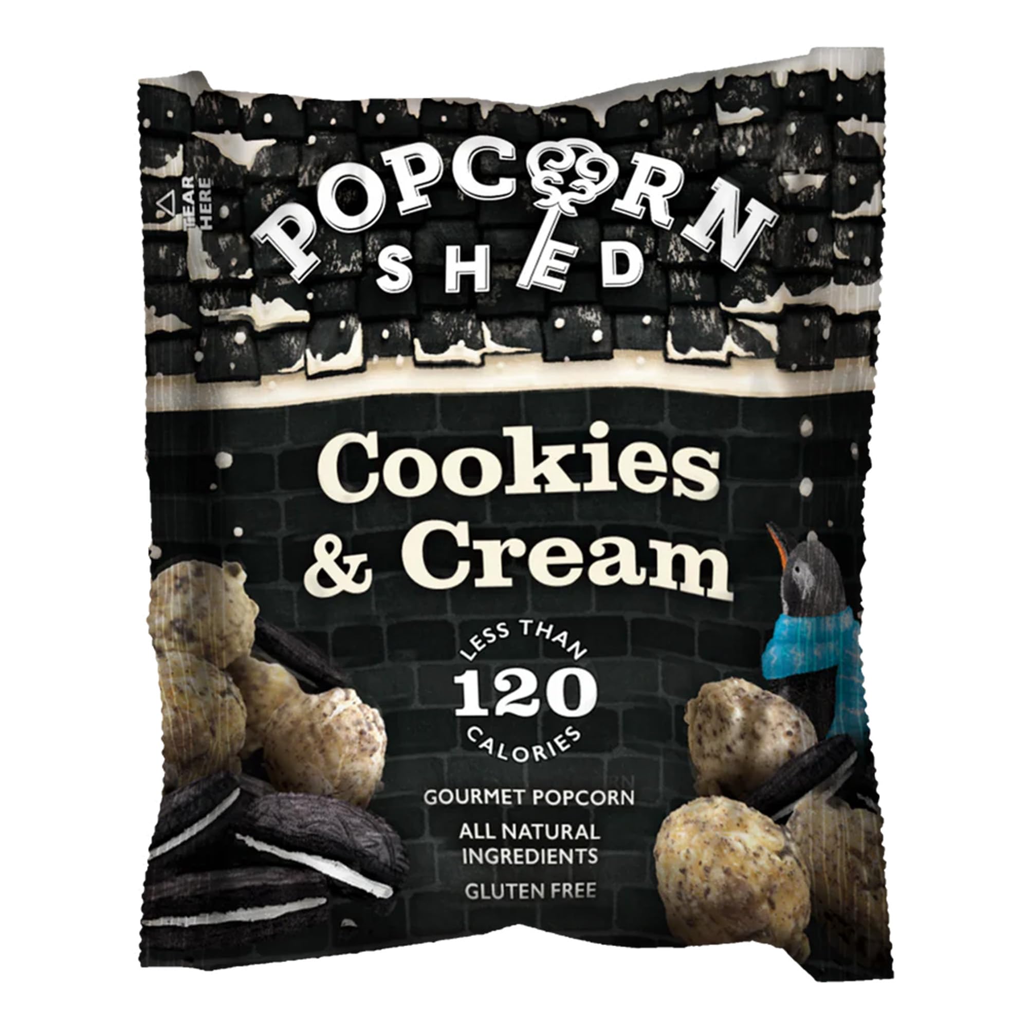 Popcorn Shed Cookies & Cream Gourmet Popcorn Gluten Free (1 x 24g) - White Chocolate Flavoured Gourmet Popcorn with Cookie Crumb Pieces, Low Calorie Snack, Perfect for Parties, Movie Nights & Gifting