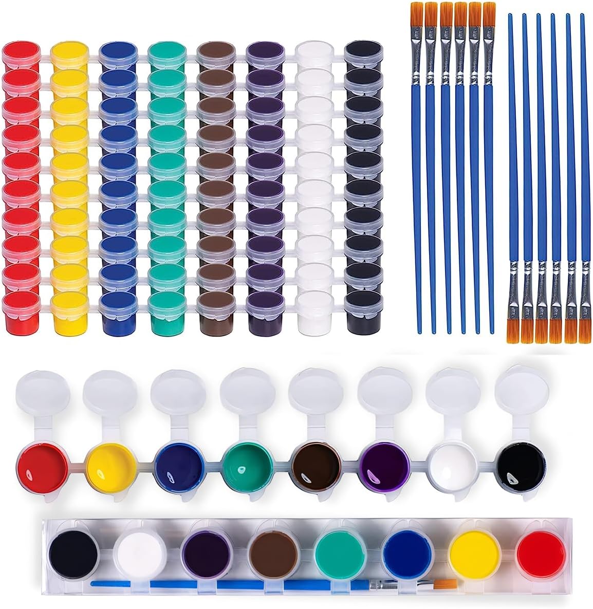 Neliblu Washable Paints for Kids - 24 Strips Filled with 8 Colors Each - Includes Paintbrushes - Watercolor Arts and Craft Set for School, Home, or Classroom - Art Supplies Party Favors for Birthdays