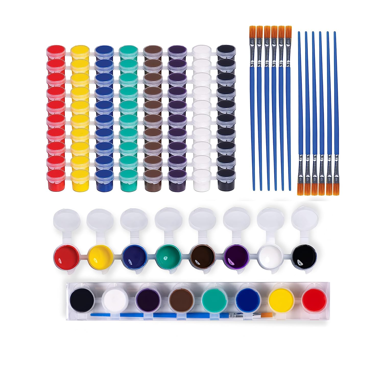 Neliblu Washable Paints for Kids - 24 Strips Filled with 8 Colors Each - Includes Paintbrushes - Watercolor Arts and Craft Set for School, Home, or Classroom - Art Supplies Party Favors for Birthdays