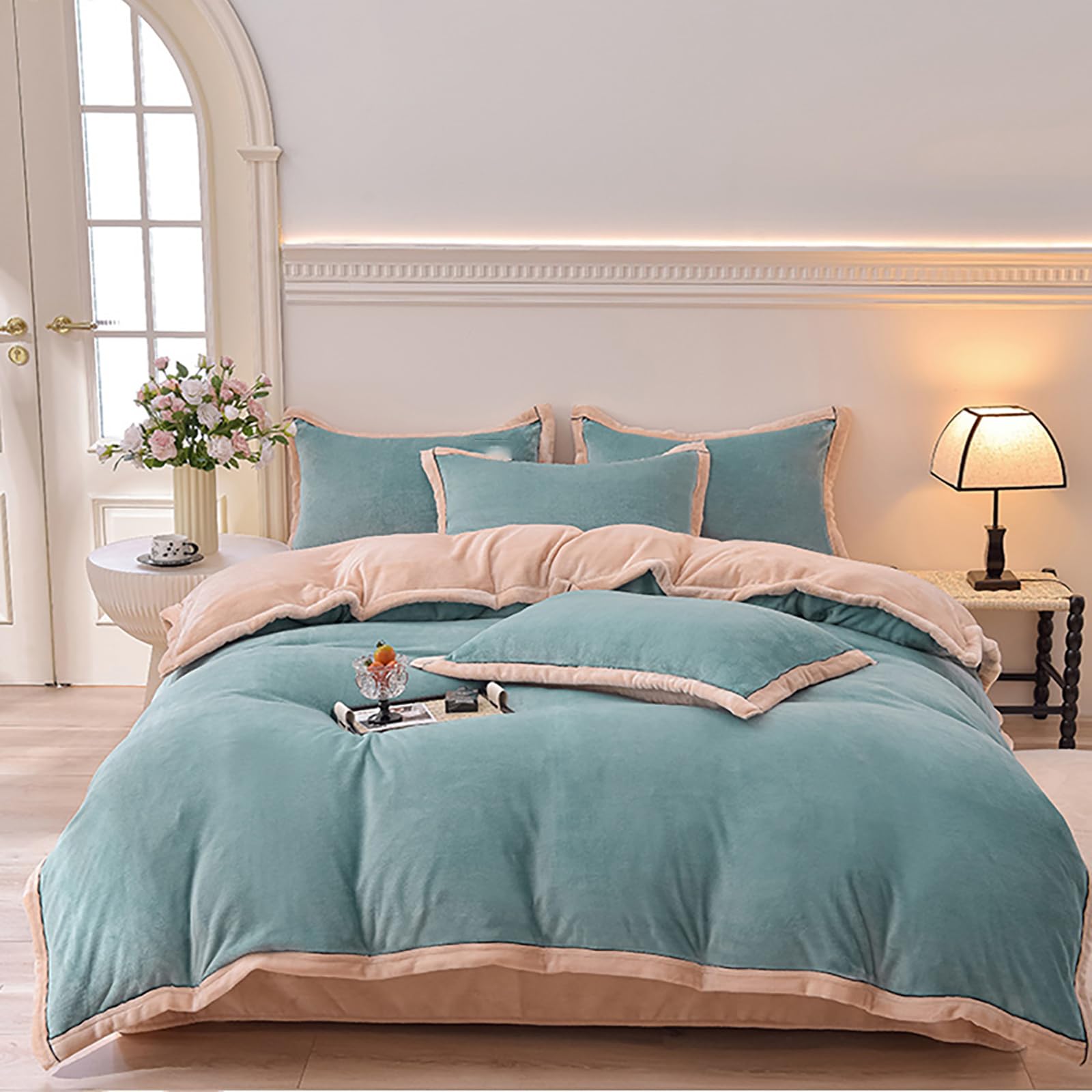 Housse de couette double Blue Gold 220x240cm avec drap et taies
