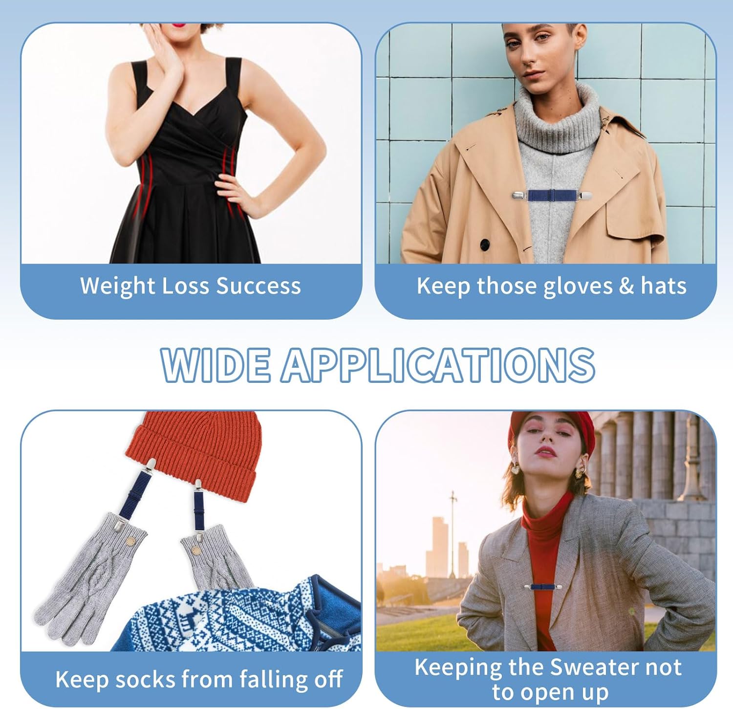 6 Pcs Elastic Pant Cinch Clip,Pant Waist Tightener Waist Clip Belt Adjustable Boot Straps for Women Men - Image 6