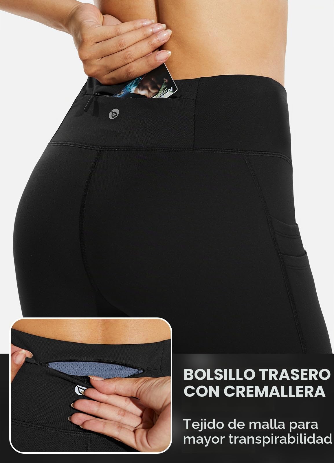 baleaf Leggings Térmicos Mujer Invierno Impermeable Leggins Deportivos Pantalones Termicas Cálido Pantalon Senderismo Cintura Alta Mallas Deporte Mujer con Bolsillos