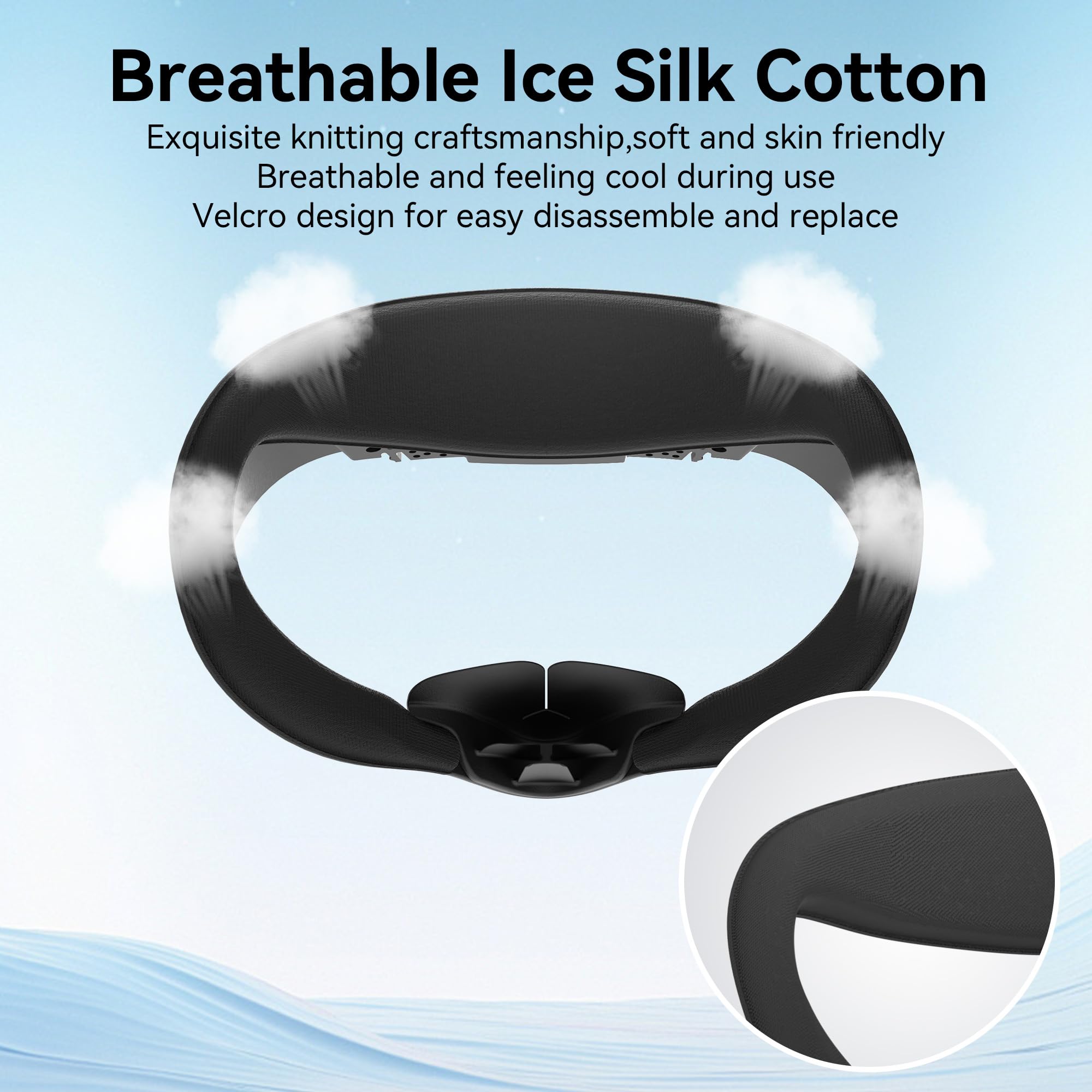 HiBloks - Interfaz facial con ventilador de refrigeración para accesorios Meta Quest 3S, 2 almohadillas de cubierta facial compatibles con el enfriador de ventilador Oculus Quest 3S, interfaz facial