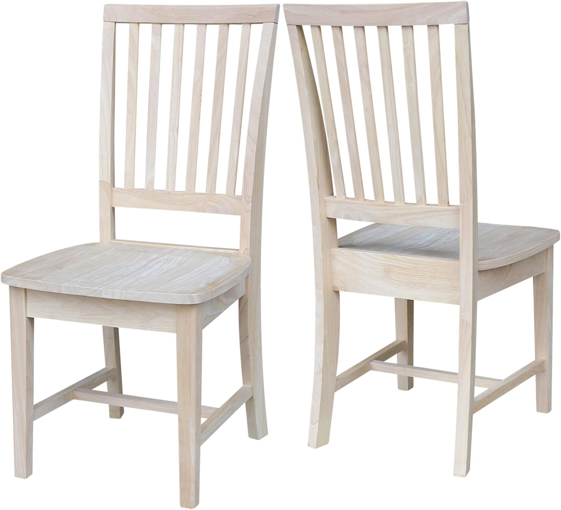 International Concepts Mission Side Chairs, Solid Parawood, Unfinished (Set of 2)