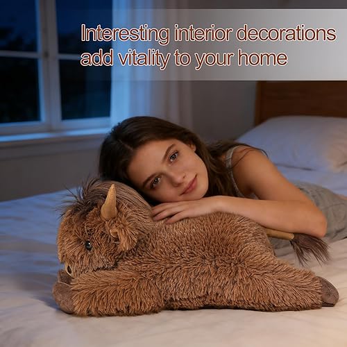 Miniatura 6 de Animales de peluche con peso de vaca de las tierras altas, 4.2 libras de peluche de vaca de las tierras altas con peso para niños y adultos,