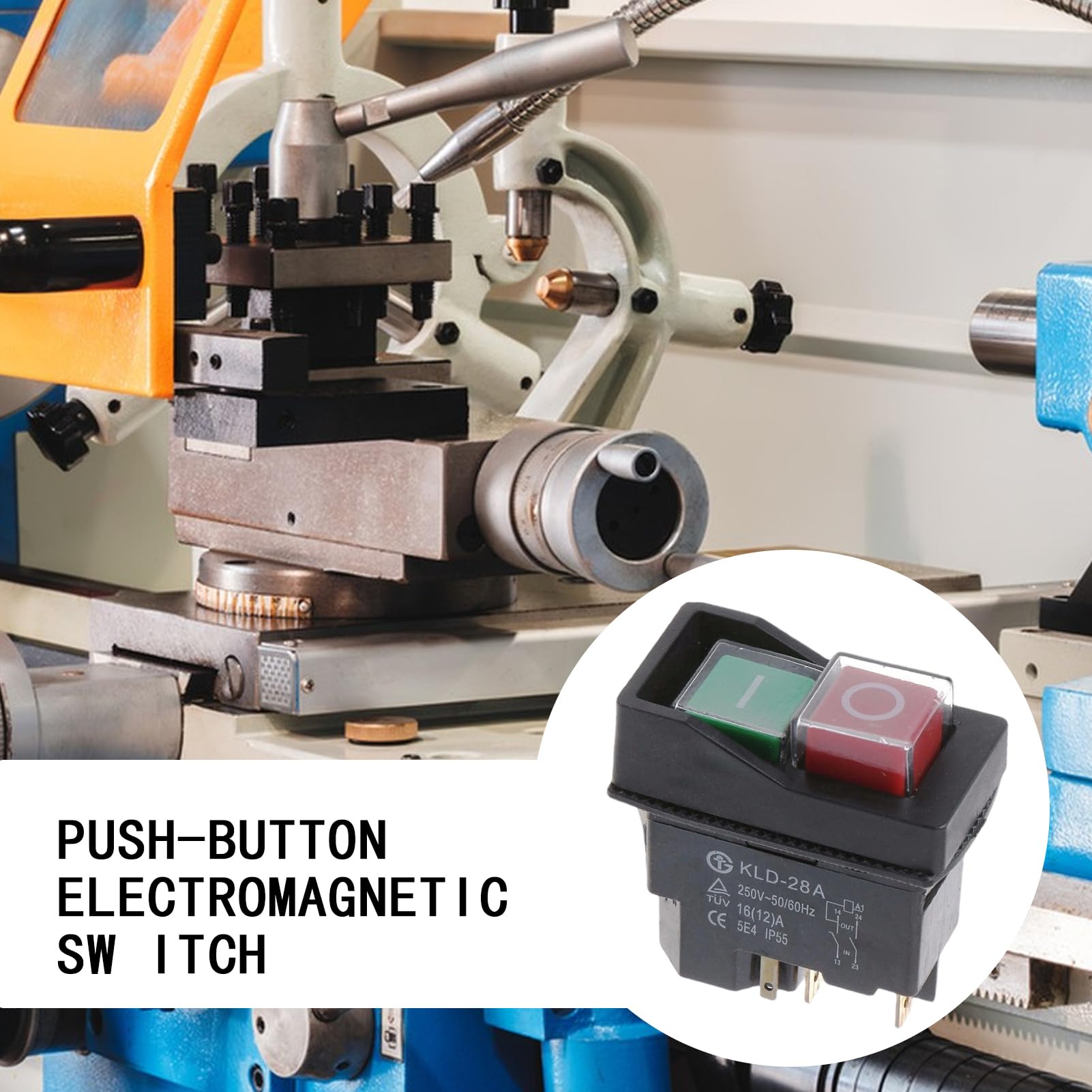 Bouton magnétique | 4 broches AC 250 V 16 A Dispositif électromagnétique - Bouton électromagnétique, pour perceuses industrielles Meuleuses machines de découpe grue scies de banc usage extérieur