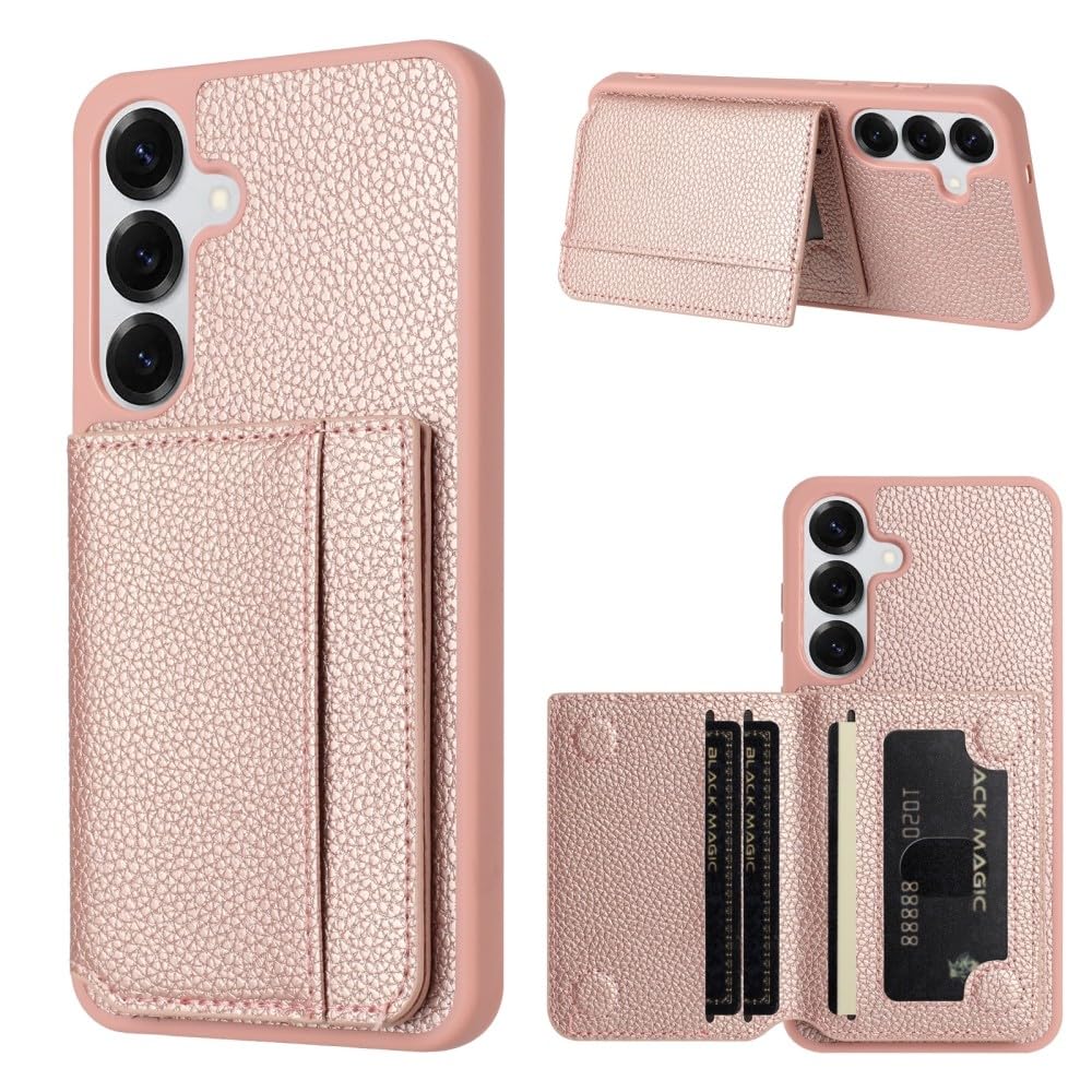 Étui portefeuille Galaxy S21 Plus en cuir or rose avec support