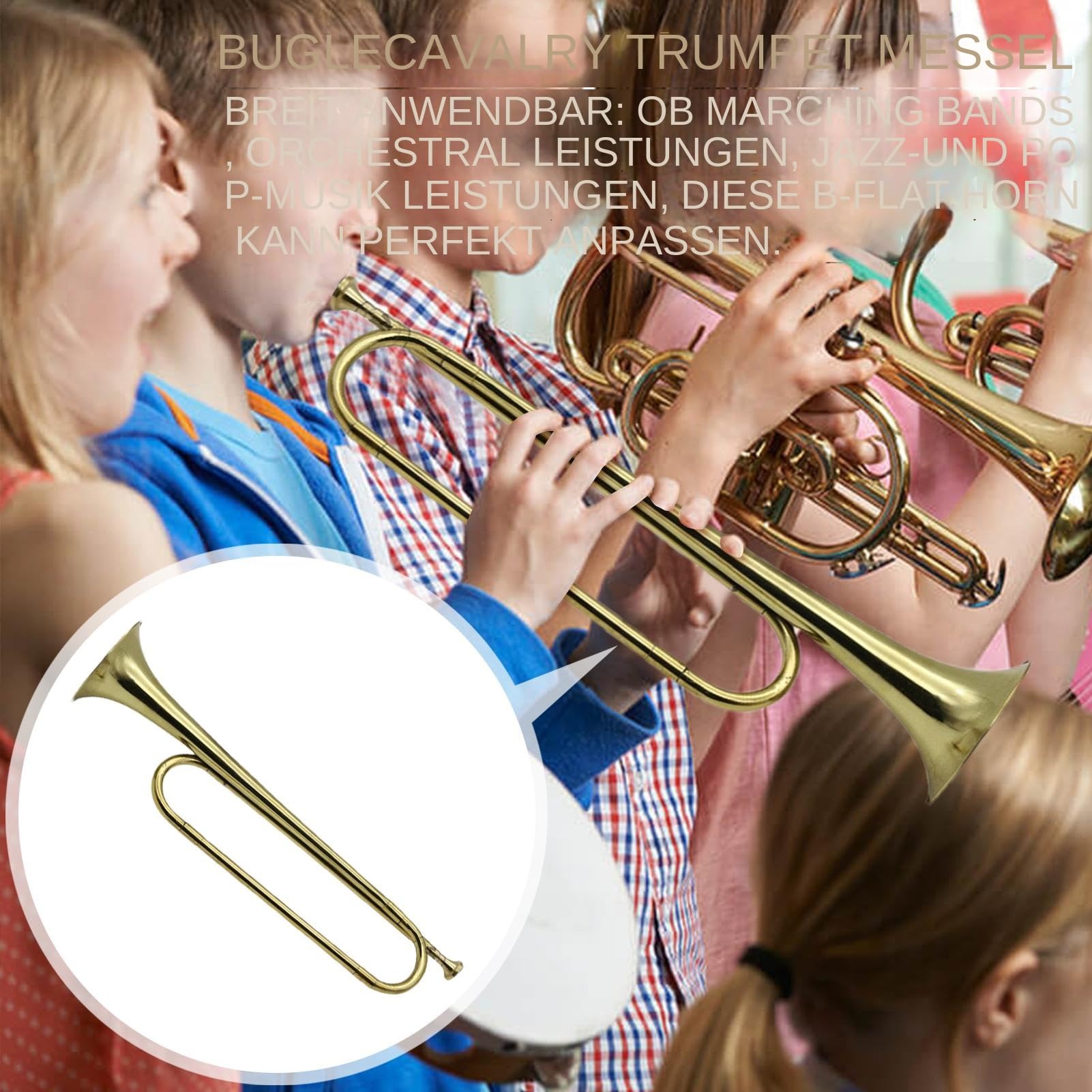 Cavalry Trumpet - Bugle Cavalry Trumpet | Gold Plated Brrass Trumpets | Trumpeet Bugles | militarry Style Brass Buglle | Golden Brass Wind Instrument For Parades And Ceremonial Events