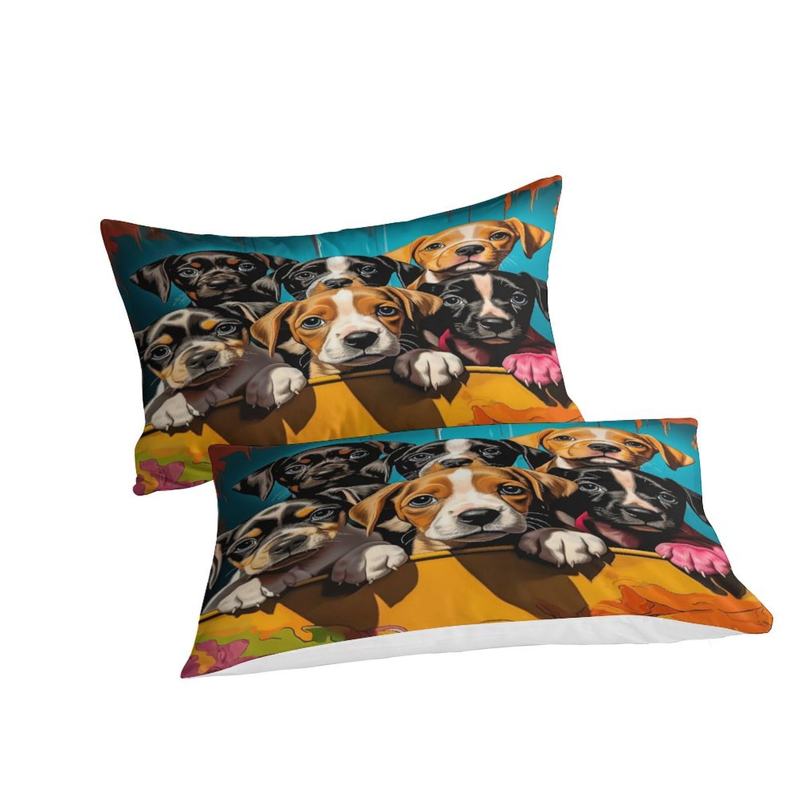Estampado de Perros Bonitos Funda Nórdica 3D Impresa Juego 3 Piezas Microfibra Suave Ropa de Cama Decoración Dormitorio para Jóvenes Adultos Amantes de Mascotas Double（200x200cm）