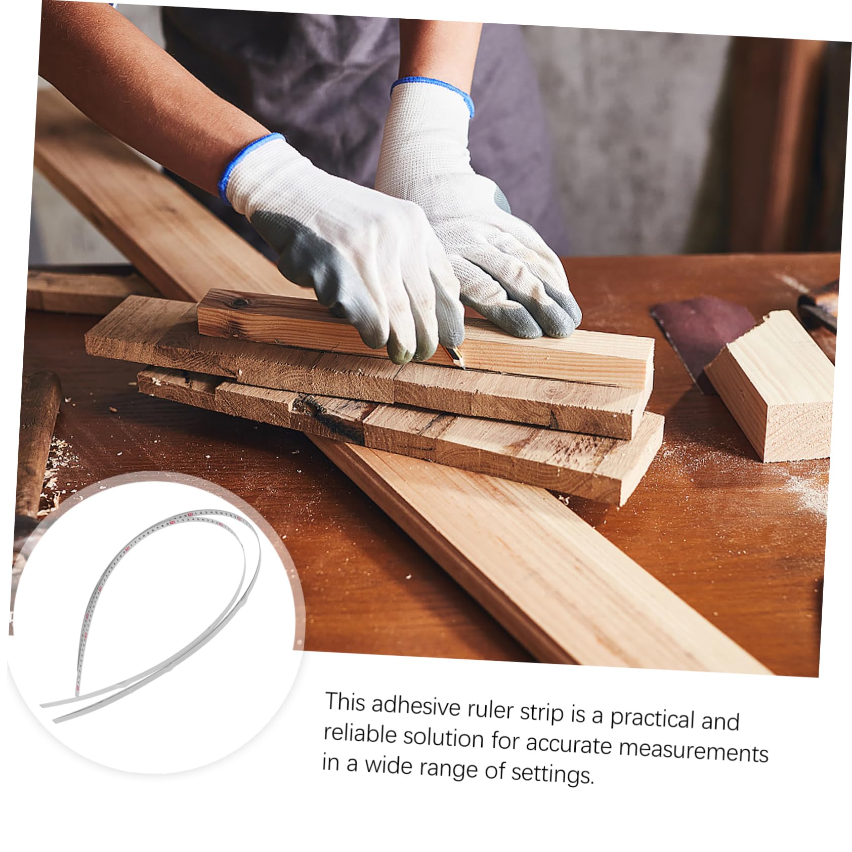 LIFKOME Convenient Sticky Ruler Kit 3 Self-Adhesive Measuring Tapes Metal Woodworking Ruler Easy to Use