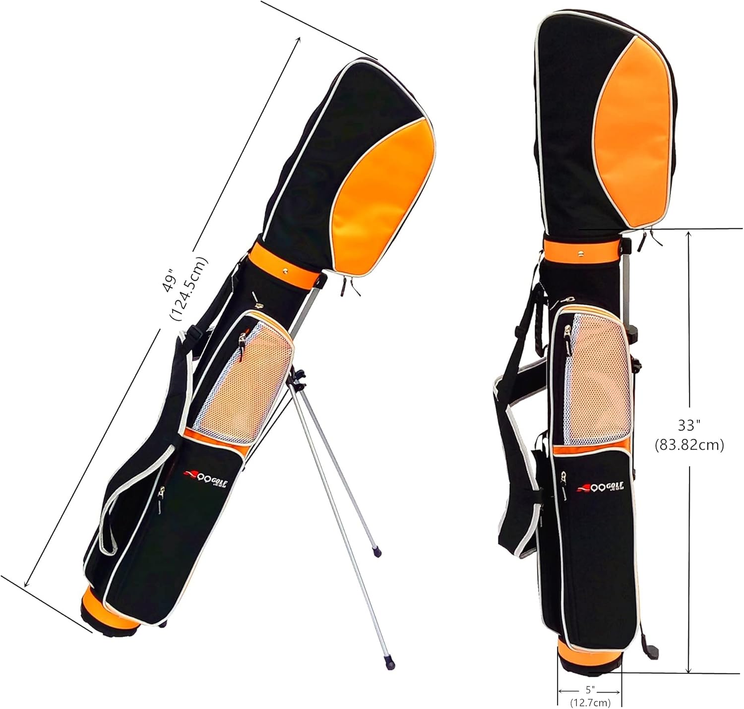 A99Golf Lightweight Golf Carry Bag with Stand, Durable Pitch Chip & Putt Bag for Driving Range, Par 3, and Executive Courses – Fits 5–7 Clubs Orange/Blk