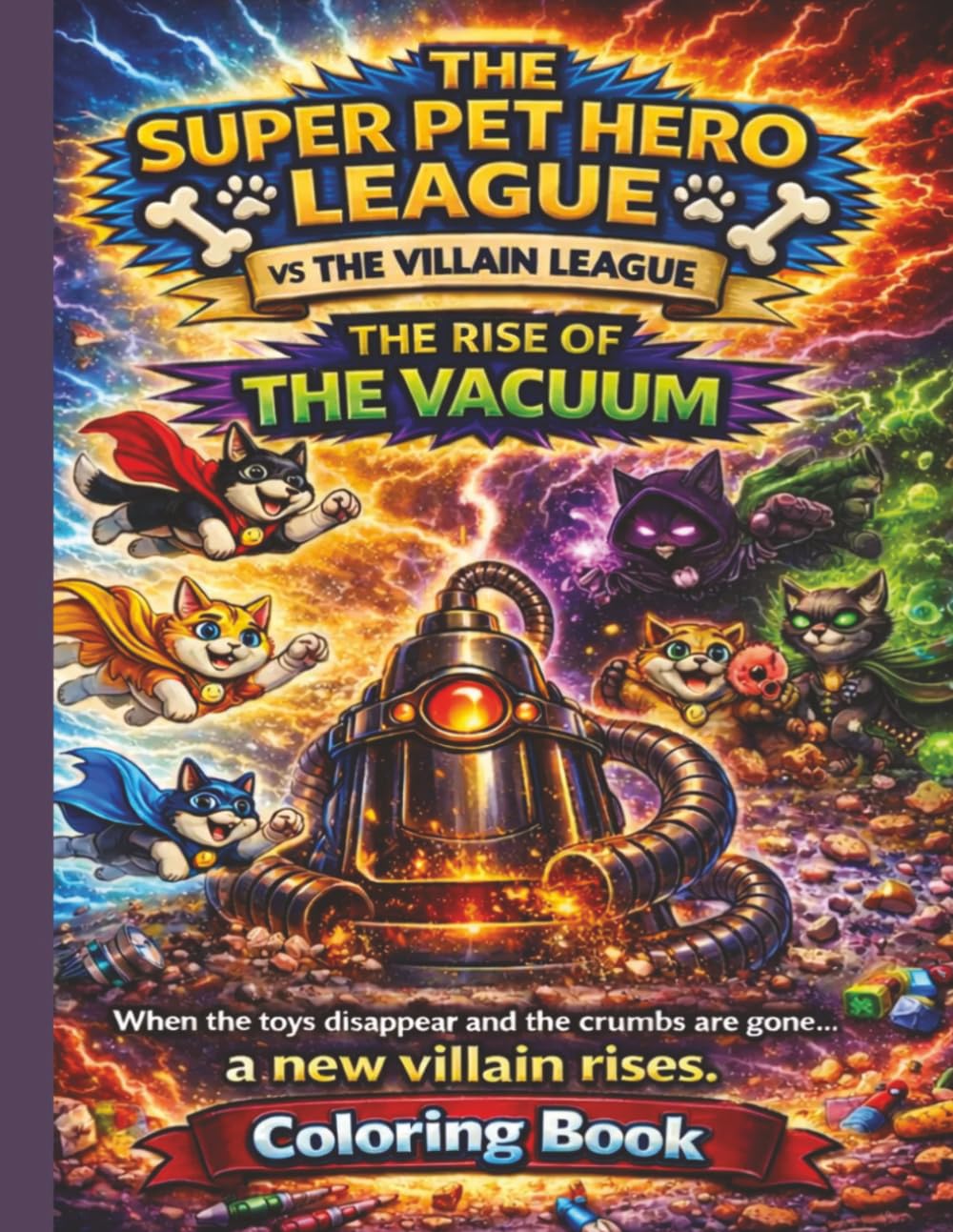 The Super Pet Hero League vs The Villain League: The Rise Of The Vacuum Coloring Book: A Superhero Dog & Cat Coloring Adventure for Kids | Epic ... Pages (Super Pet Hero League Hero Adventures)