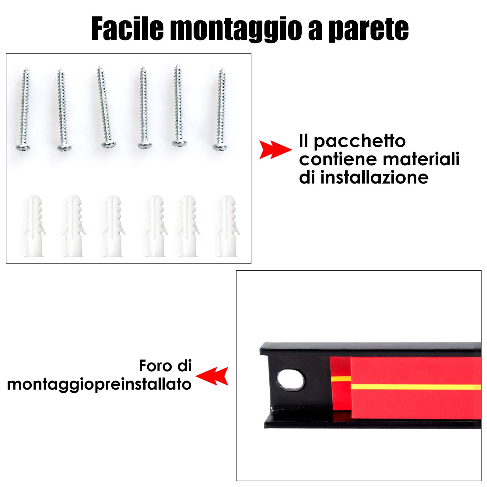 RELAX4LIFE 6 Pezzi Portautensili Magnetico da Parete, Aste Magnetiche per Utensili ed Attrezzi da Muro, Set 6 Pezzi Pannelli a Barra a Magneti per Organizzazione Strumenti ed Attrezzi