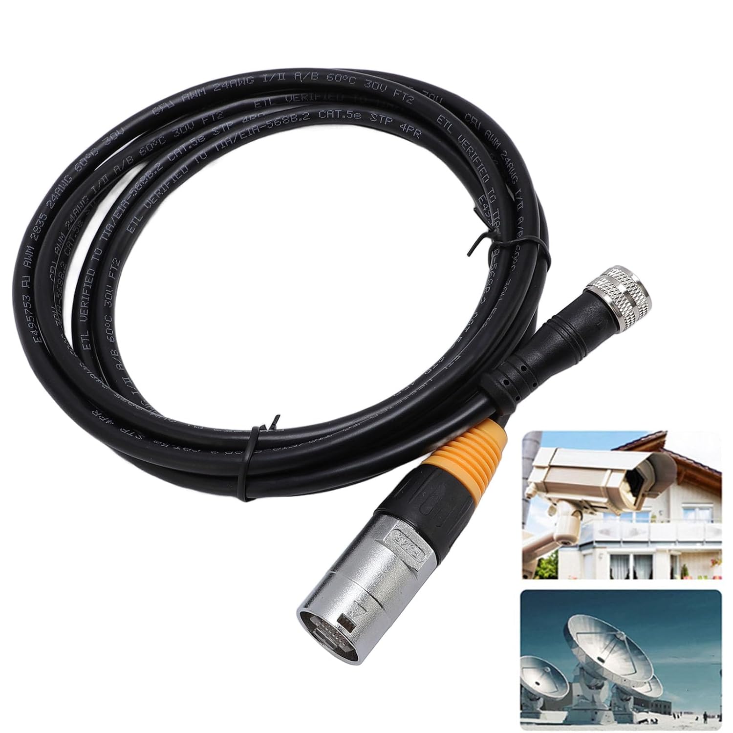 Ethernet Cable, IP67 High Speed Shielded Ethernet Cable for Indoor Outdoor Use, LAN Shielded Network with RJ45 to 5P Female Connector for Router Modem PC (5 Meter)