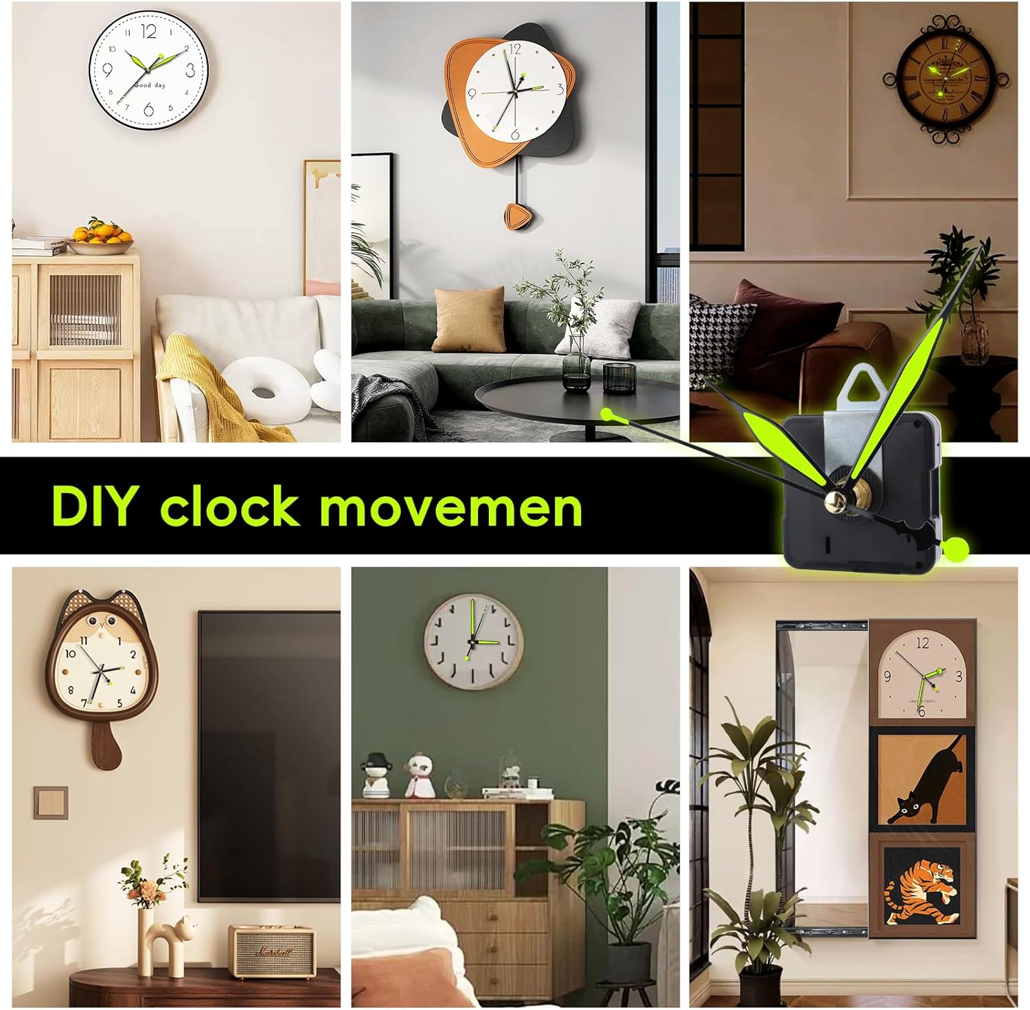 3 Set Silent Movement Wall Clock Mechanism for Quartz Clock DIY Repair Parts (20 mm)