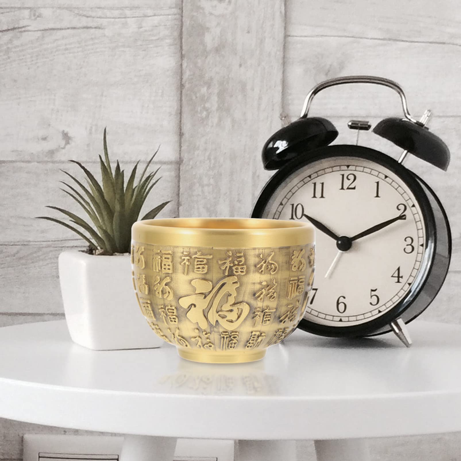 Ciotola per soldi in ottone retrò cinese Fortune Bowl Feng Shui Ricchezza Porsperità Figurina Soldi Ciotola Successo Decorazione per la casa (dorato)