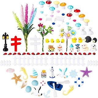 LIHAO Miniaturowe akcesoria do ogrodu wróżek, figurka, dekoracja ogrodowa, miniaturowe ornamenty bonsai, DIY, ogrodzenie sukulentów, roślin mchu, ok. 150 sztuk