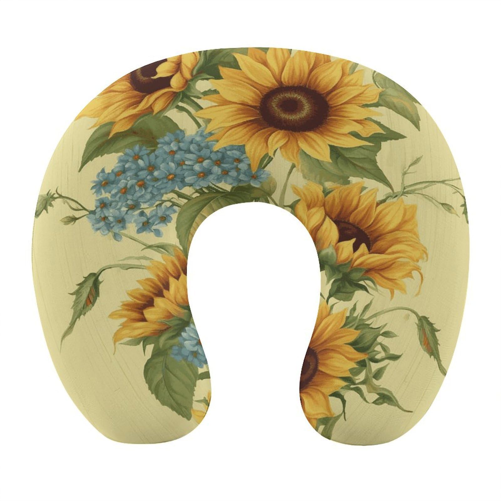 FekiLoot Sunflowers Travel Pillow,U Shaped Office Napping Pillow Support Neck and Head Comfortable Travel Neck Pillow U Shape Sleeping Essentials for Long Haul Flights