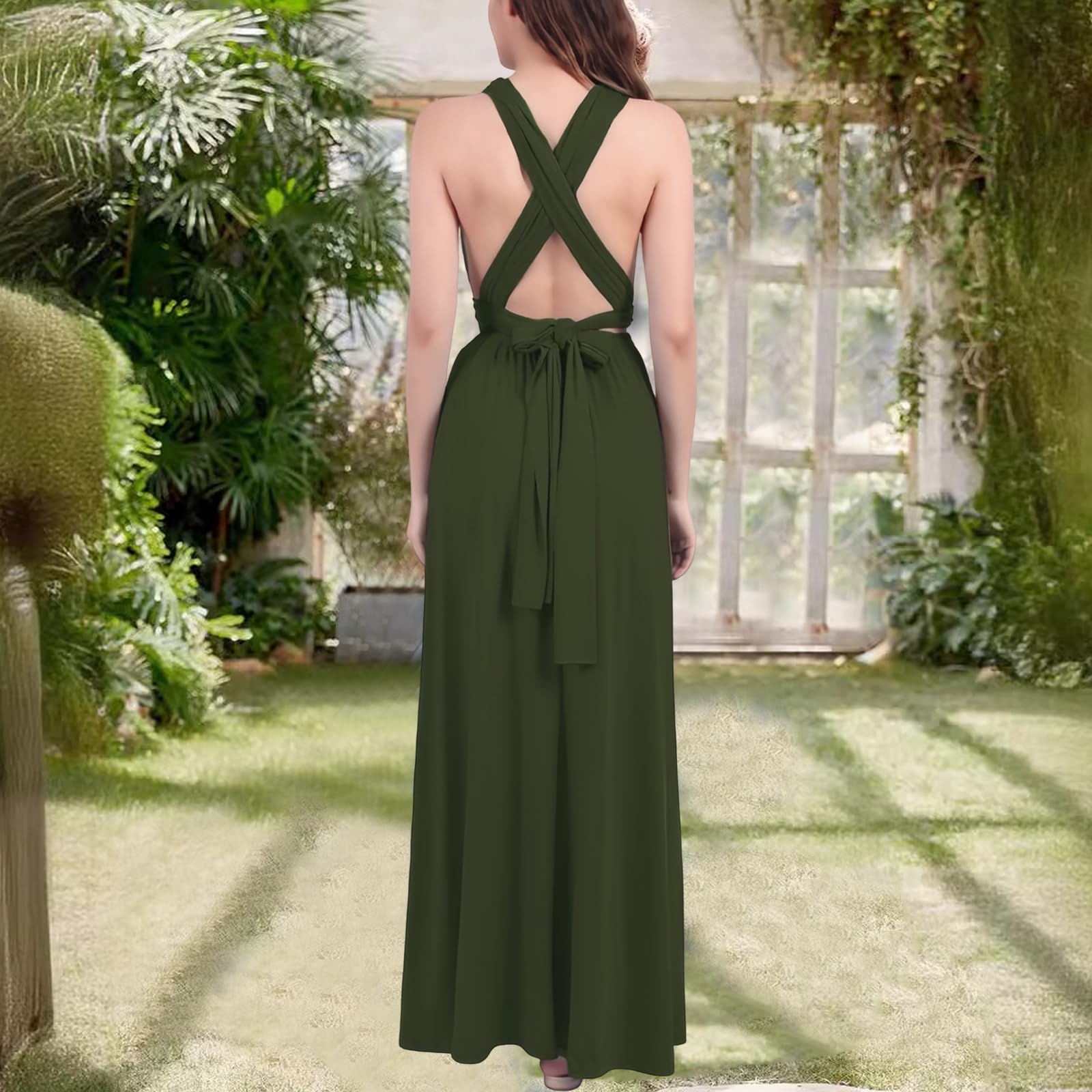 Abendkleid Lang Damen Multi-tragen Ärmelloses Langes Kleid Sexy Rückenfreies Bandage Wickelkleid Schulterfrei Bodenlang Cocktailkleid Sommerkleid Festlich Brautjungfernkleider Party Ballkleid