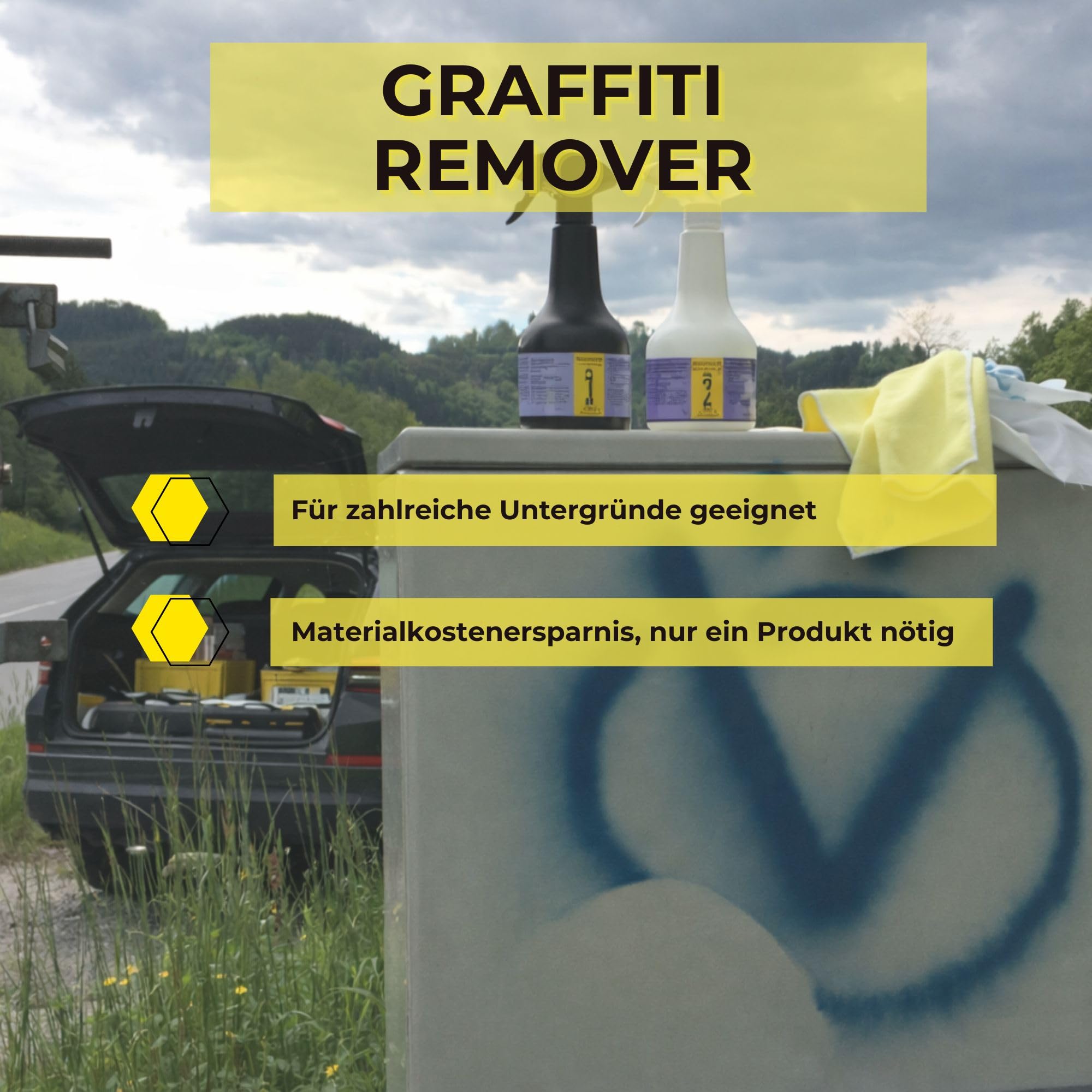 2 Stück INNOTEC Graffiti Remover 500 ml – kraftvoller Graffiti-Entferner für Farbe & Spraylack – löst schnell Farbschichten auf Beton, Metall, Holz und Putz – ideal für Fassaden, Mauern & Außenflächen