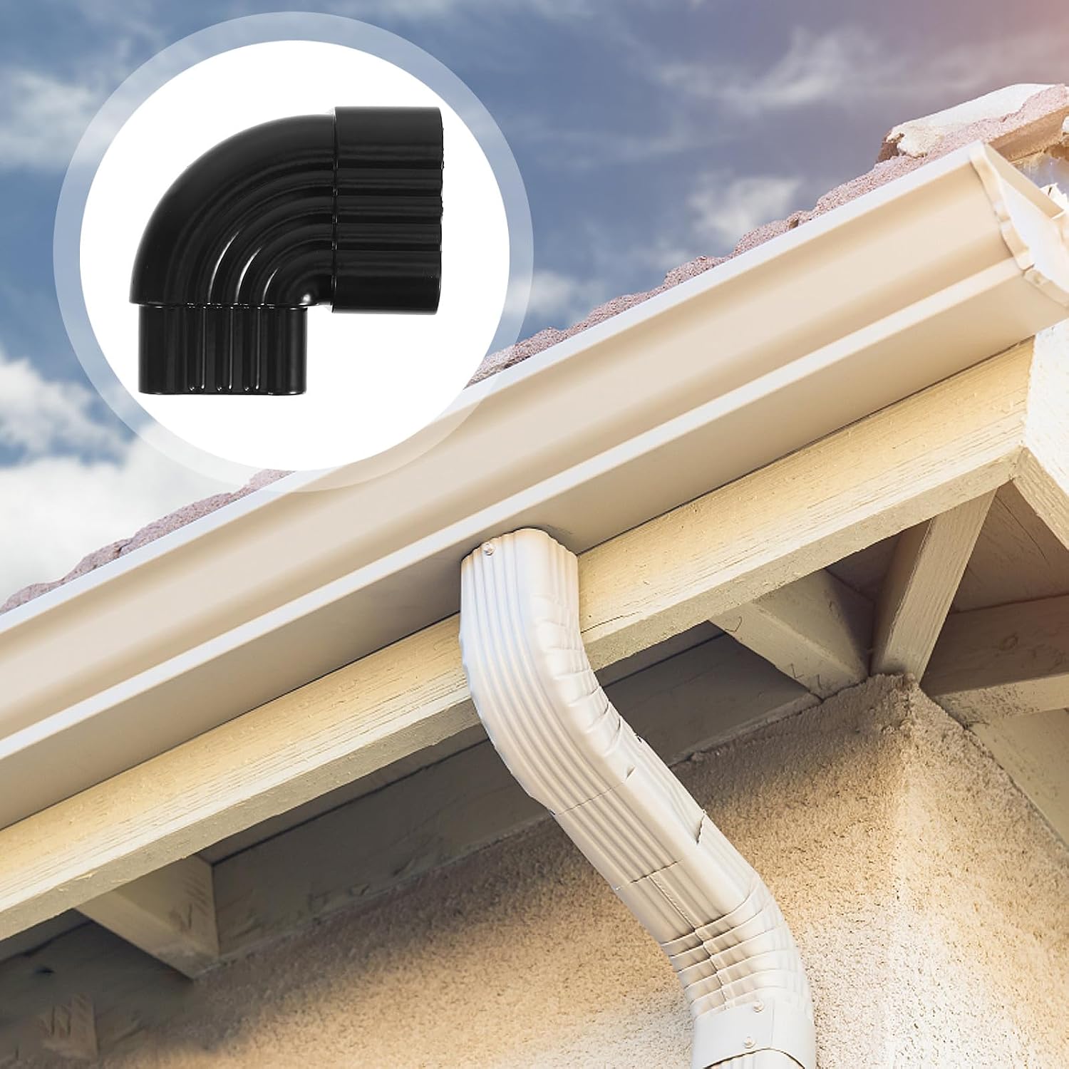 CHILDWEET Aluminum Alloy Downspout Elbow 90° Corrugated Metal Rain Fitting Right Angle Pipe Connector for Rain Gutter Drainage Replacement