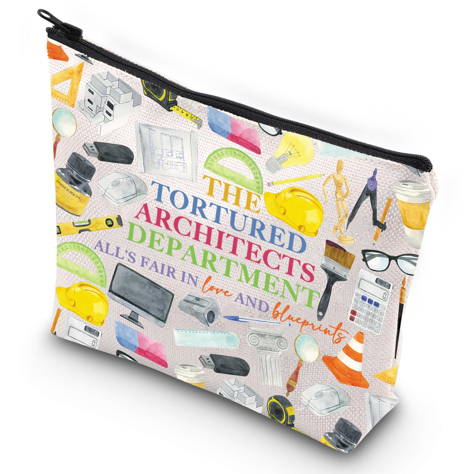 G2TUP Architects Cosmetic Makeup Bag Architect Gift Architecture Theme Zipper Pouch Bag Architect Merchandise (Architects MG)