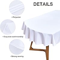 Vista 5 de Wolkemer Oval Tablecloth 60 x 84 Inch Washable Fabric Table Cloth Solid White Table Cover for Dining Wedding Party Banquet Tabletop Decoration Beige