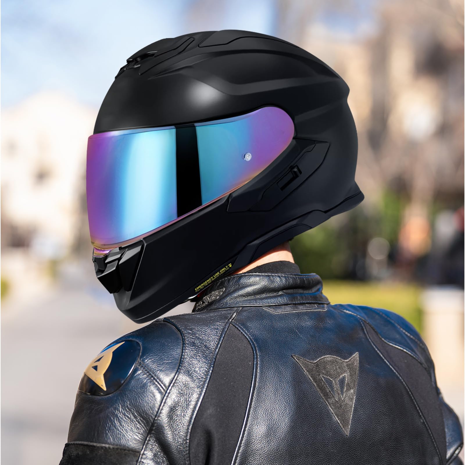 Visiera Casco Moto per GT Air 3 CNS-1C Visiera Casco Integrale Antivento Protezione UV Lente per Visiera per Casco Parti di Ricambio (Arcobaleno)