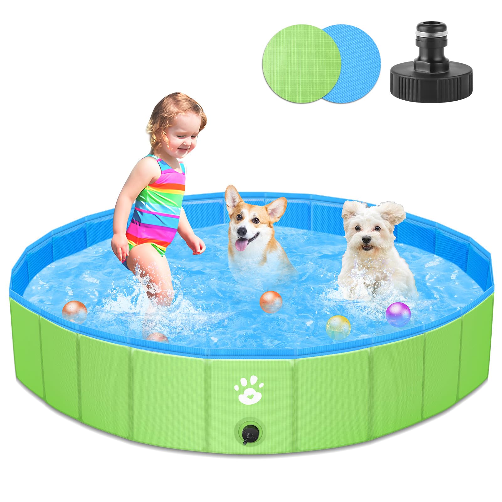 ZOOYAUE Hundepool, Faltbare Hundepools für Kleine, Mittlere&Große,Swimmingpool Planschbecken Hundebadewanne Faltbarer für Hunde und Katzen,Abriebfest&rutschfest