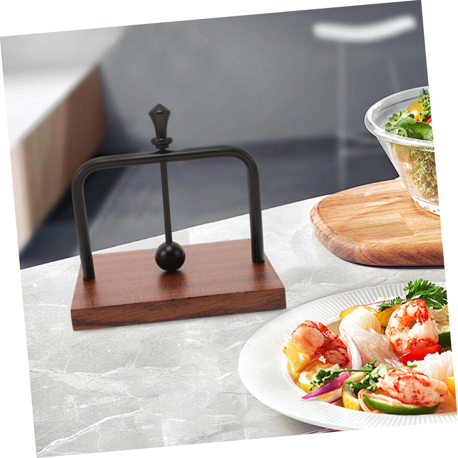 SHERCHPRY Servilletero Plano de Mesa Vertical Negro de Madera Maciza, Diseño Creativo y Elegante, Resistente y Cortaviento para Hoteles y Restaurantes