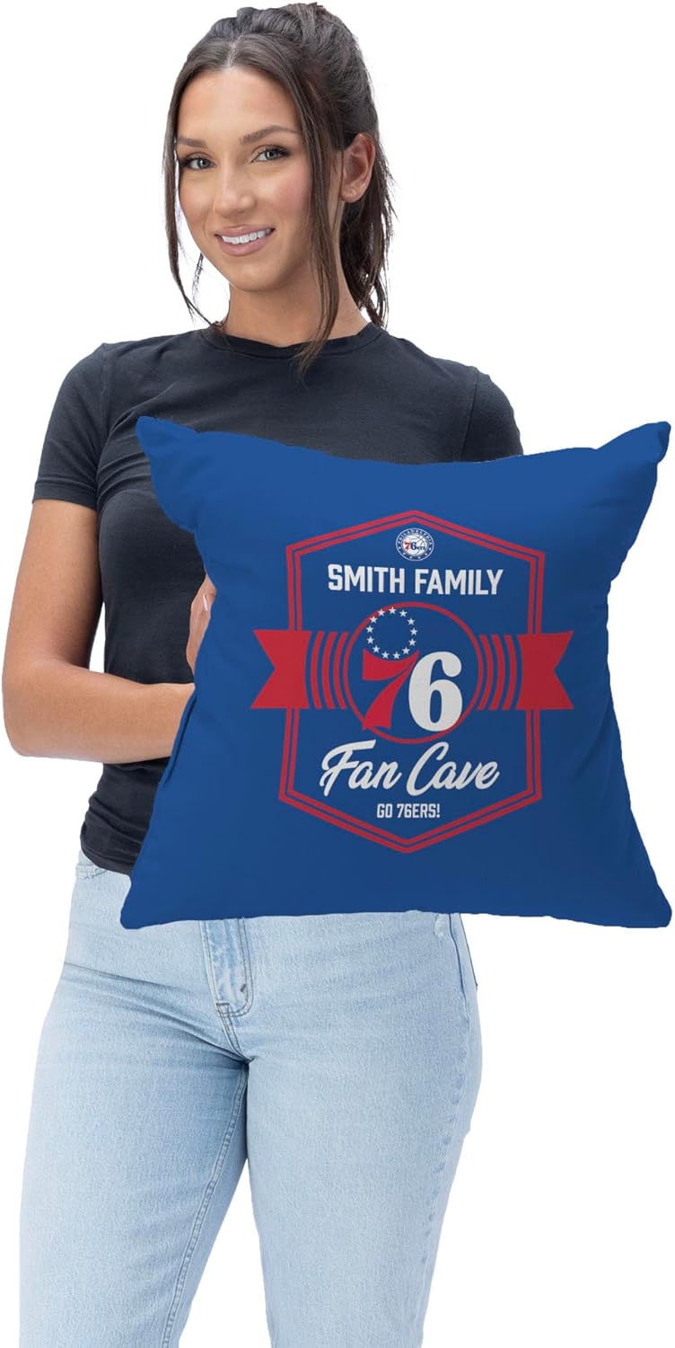 NORTHWEST NBA Philadelphia 76ers, Dominion, Personalized Throw Pillow, 18 x 18 Inches